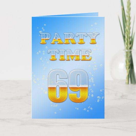 ビールの多い69歳の誕生日パーティーの招待 招待状 (正面)
