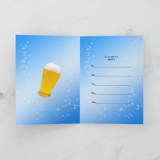 ビールの多くを持つ第39誕生日のパーティの招待状 招待状 (内部)