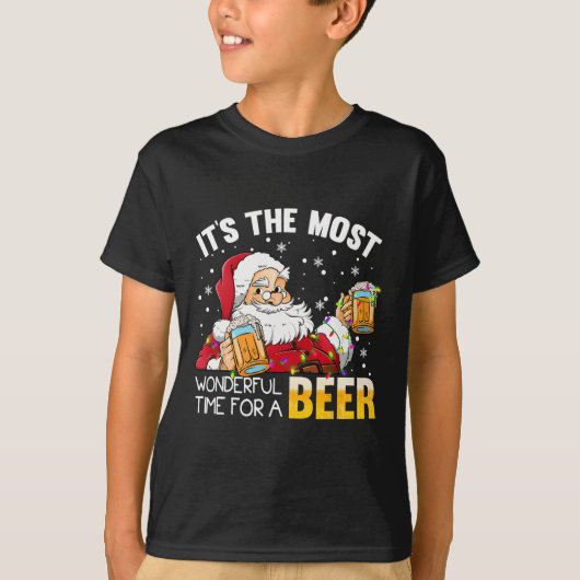 ビールの季節ですね クリスマス S Tシャツ (正面)