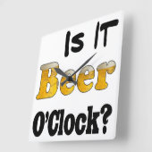 ビールの時か？時計 スクエア壁時計 (傾斜)