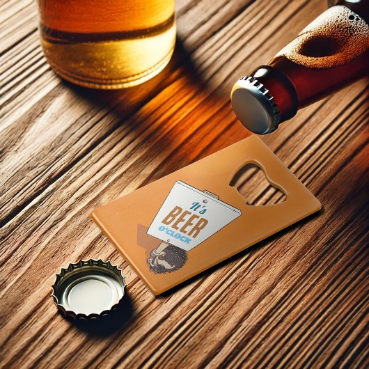 ビールの時のかわいいハリネズミおもしろい漫画 クレジットカード栓抜き