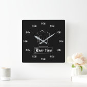 ビールの時間だ！ スクエア壁時計 (ホーム)