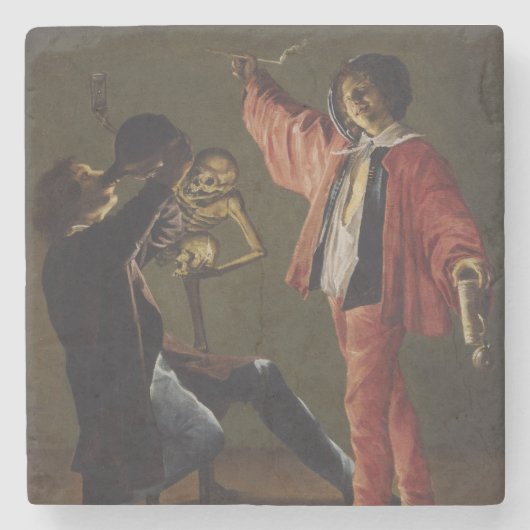 ビールの最後の一滴がパーティー終了 ストーンコースター (正面)