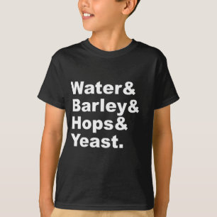 ビールの構成要素 水・大麦・ホップ・酵母 Tシャツ