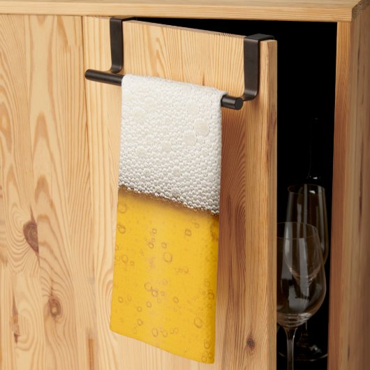 ビールの泡が閉まる キッチンタオル (三つ折り)