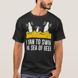 ビールの海ビールドリおもしろいンカーことわざ飲み Tシャツ