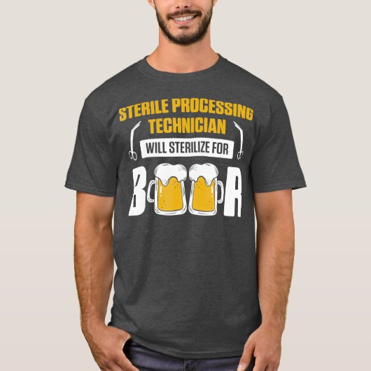 ビールの無菌加工技おもしろい師 Tシャツ (正面)
