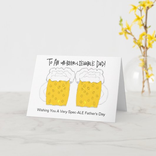 ビールの父パーソナライズされたの日のグラス カード (黄色い花)