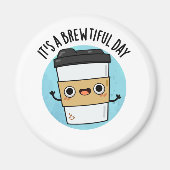 ビールの良い日のコーヒーパおもしろいンだ マグネット (正面)