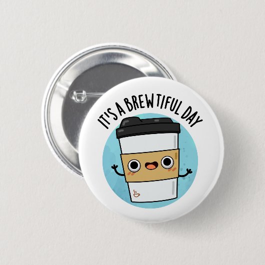 ビールの良い日のコーヒーパおもしろいンだ 缶バッジ (正面&裏面)