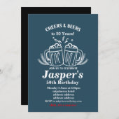 ビールの誕生日の招待、任意の年への応援! 招待状 (正面/裏面)