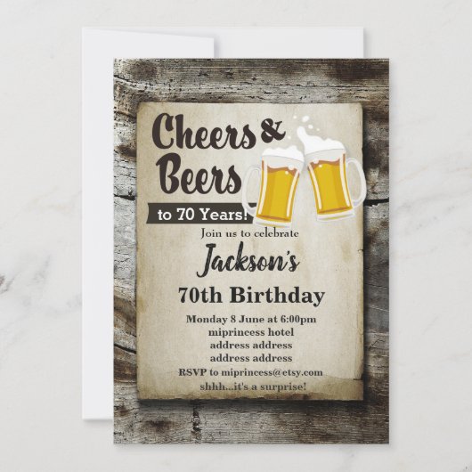 ビールの誕生日の招待、任意の年への応援! 招待状 (正面)