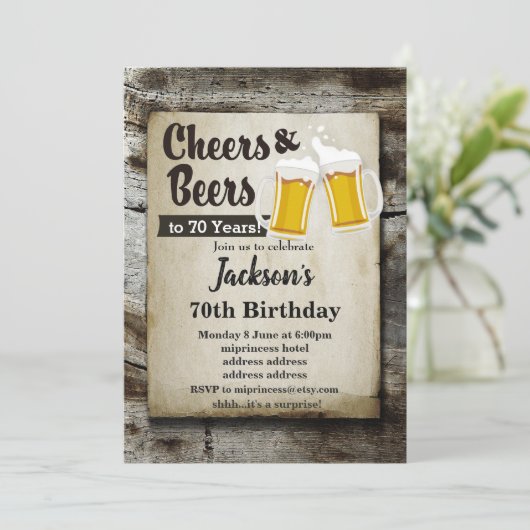 ビールの誕生日の招待、任意の年への応援! 招待状 (スタンド正面)