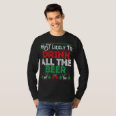 ビールの醜いクリスマスをすべて飲むおもしろい可能性が高い Tシャツ (正面フル)