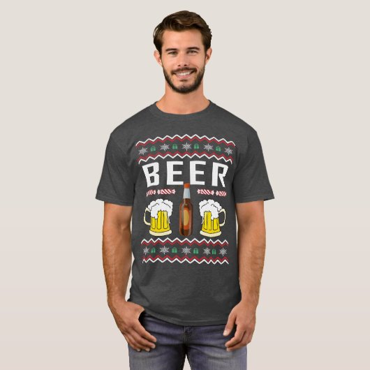 ビールの醜いクリスマスセーター Tシャツ (正面フル)