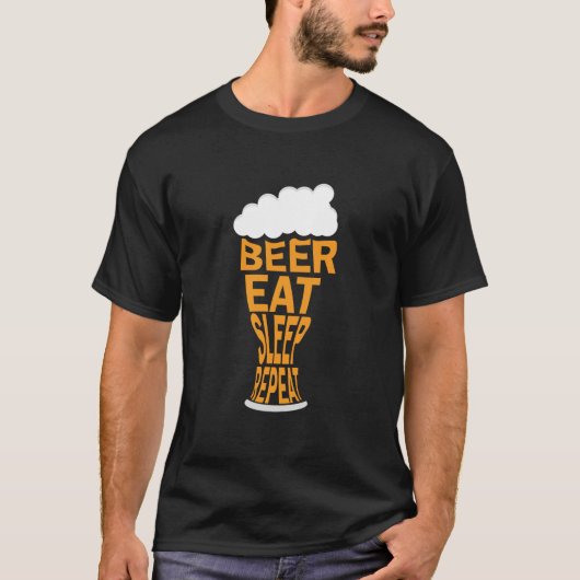 ビールの食べスリープリピートデザイン Tシャツ (正面)