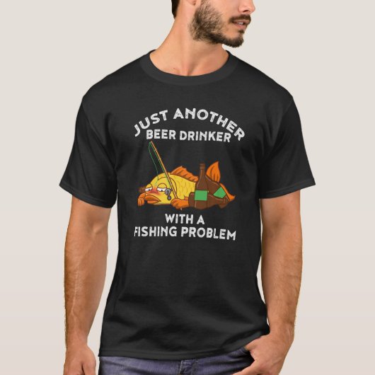 ビールの飲み屋で魚釣り問題を抱えている Tシャツ (正面)