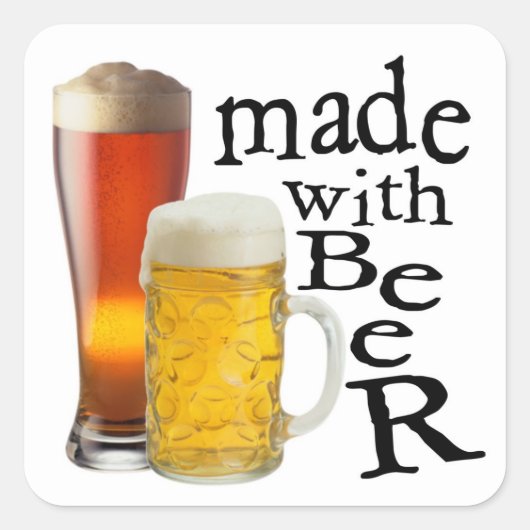 ビールの飲み物おもしろいシールで作られる スクエアシール (正面)
