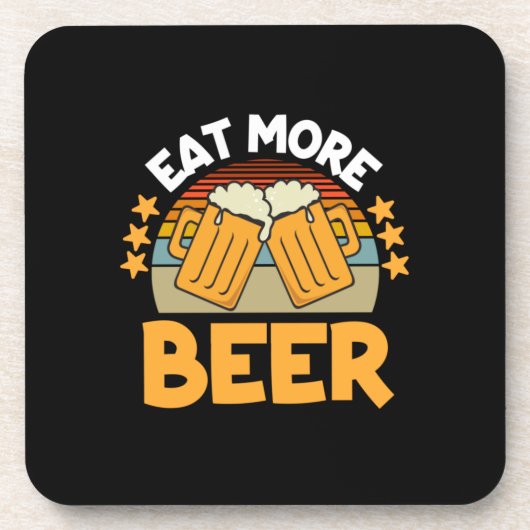 ビールの飲食べみ込みより多くのビおもしろいール飲み誕生日 コースター (正面)