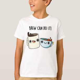 ビールはコーヒープリンおもしろいを飲むことができる Tシャツ