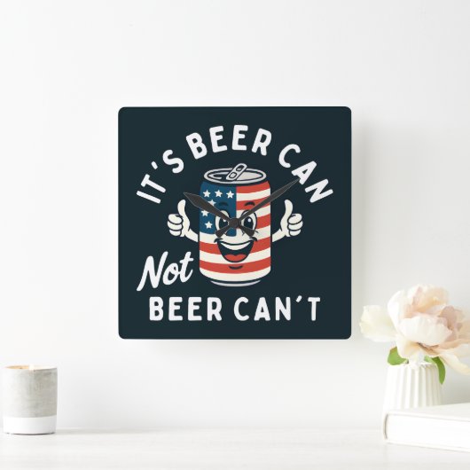 ビールはビールは飲めないおもしろいパーティー スクエア壁時計 (ホーム)
