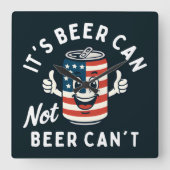 ビールはビールは飲めないおもしろいパーティー スクエア壁時計 (正面)