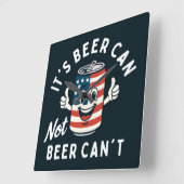 ビールはビールは飲めないおもしろいパーティー スクエア壁時計 (傾斜)