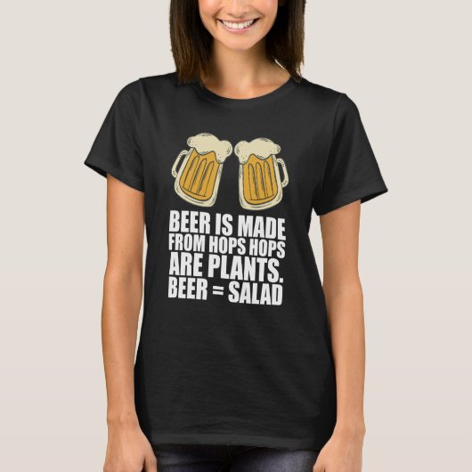 ビールはホップから作るホップは植物ビアサラダ Tシャツ (正面)