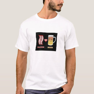 ビールは点検しますベーコン(黒いbkgd)を tシャツ