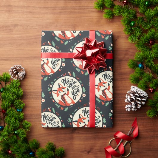 ビールは無いクリスマスキツネ ラッピングペーパー (クリスマスギフト)