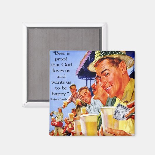 「ビールは神様が私たちを愛してくれる証しだ」磁石 マグネット (正面/裏面)