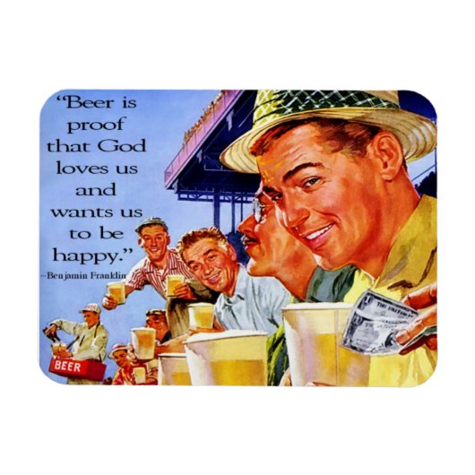 「ビールは神様が私たちを愛してくれる証しだ」磁石 マグネット (横)