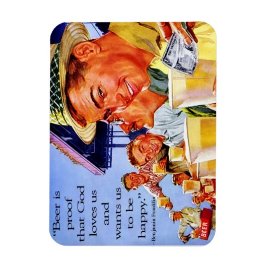 「ビールは神様が私たちを愛してくれる証しだ」磁石 マグネット (縦)