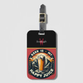 ビールは私の幸せなジュースの山の夕日 ラゲッジタグ (正面縦)