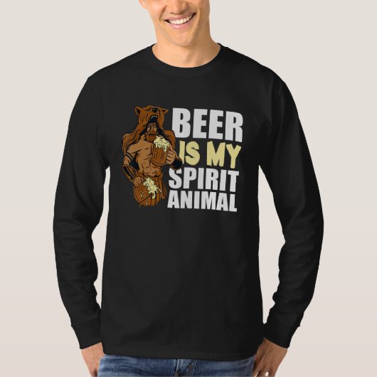 ビールは私の精神動物ビール飲みバイキング Tシャツ (正面)