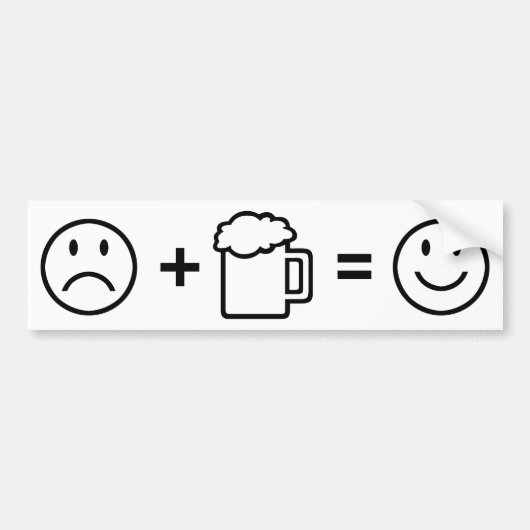 ビールは私を幸せにさせます! バンパーステッカー (正面)