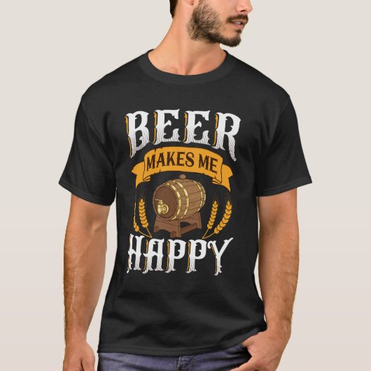 ビールは私を幸せにする Tシャツ (正面)