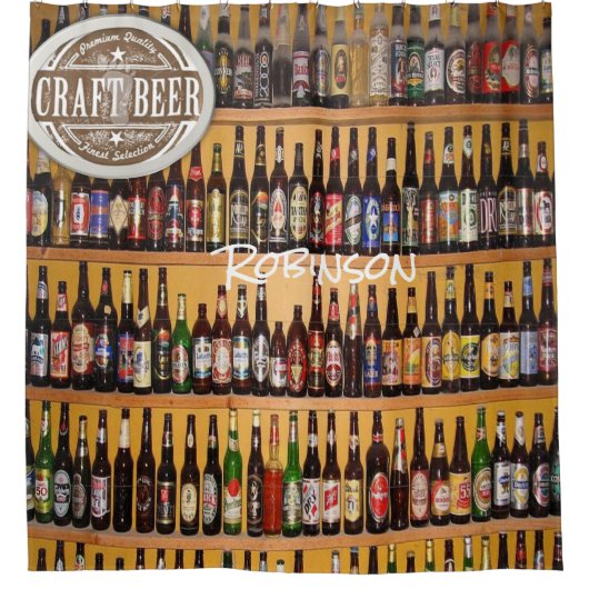 ビールは黒いボトルシャワーカーテン シャワーカーテン (正面)