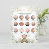 ビールまたはベビーベリーテディベア緑のシャワーのゲーム 招待状 (スタンド正面)