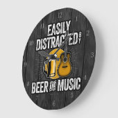 ビールや音楽に気が散る ラージ壁時計 (傾斜)