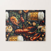 ビールや魚介類を好む人のためのパターン。 ジグソーパズル (横)