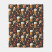 ビールや魚介類を好む人のためのパターン。 フリースブランケット (正面)