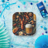 ビールや魚介類を好む人のためのパターン。 ペーパープレート (パーティー)