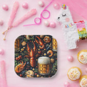 ビールや魚介類を好む人のためのパターン。 ペーパープレート (パーティー)