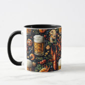 ビールや魚介類を好む人のためのパターン。 マグカップ (左)