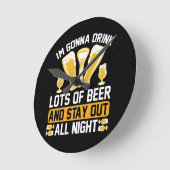 ビールをたくさん飲むぞ ラウンド壁時計 (傾斜)