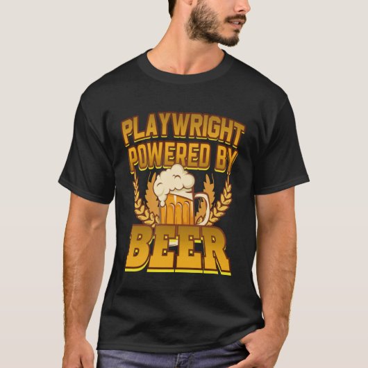 ビールを使った脚本家 Tシャツ (正面)