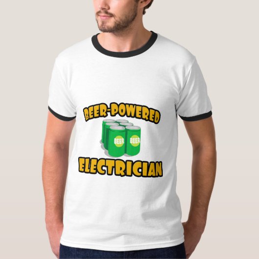ビールを使った電気技師 Tシャツ (正面)