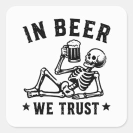 ビールを信じる冷やかしスケルトンのビアポン スクエアシール
