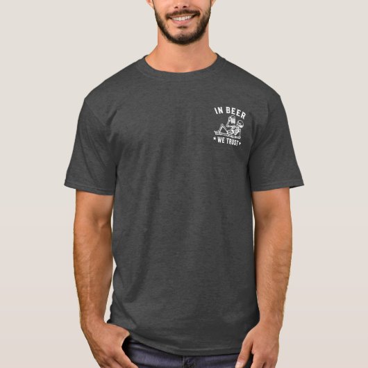 ビールを信じる冷やかしスケルトンビアポン Tシャツ (正面)
